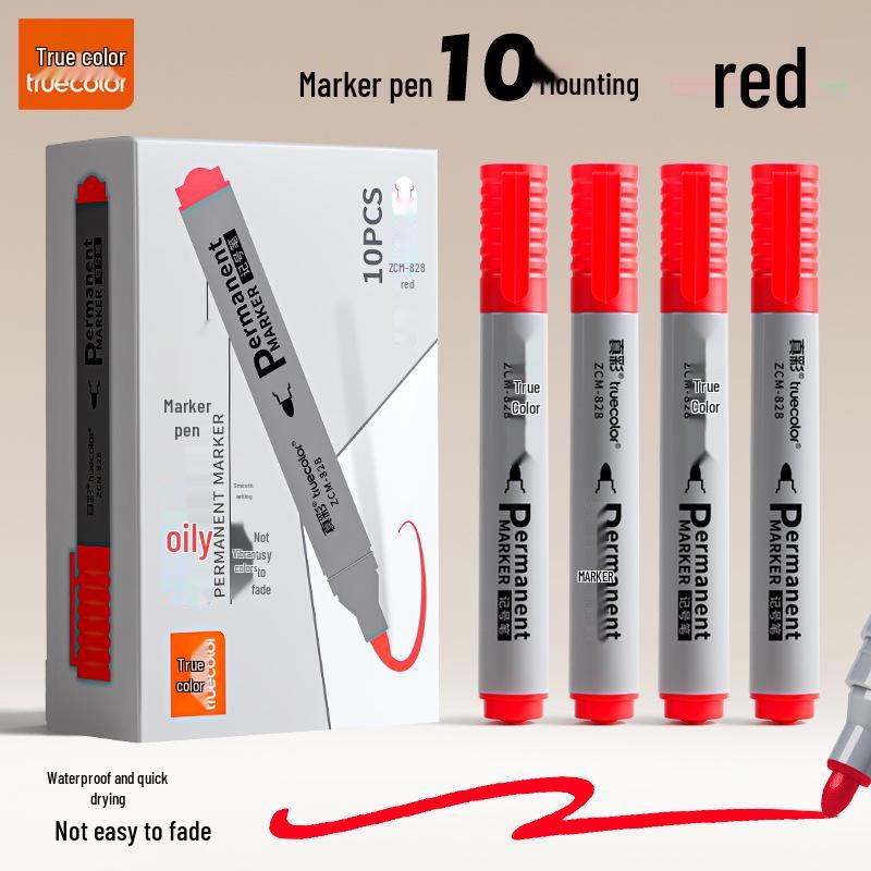 True Color Black Waterproof Broad Tip Marker - Oil-Proof, Non-Fading, Large Capacity, Ideal for Construction.