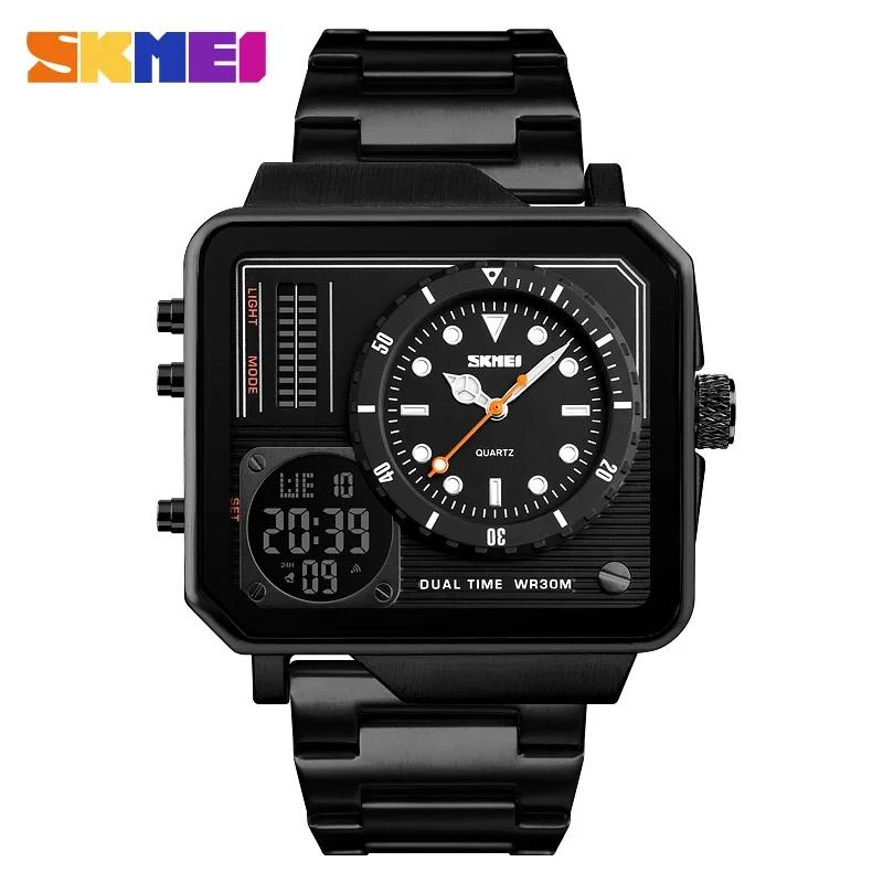 SKMEI 1392 Steel Strap Watches Day Date Display Personality Alarm Watchs Relogio Masculino Men Digital Electronic Watch