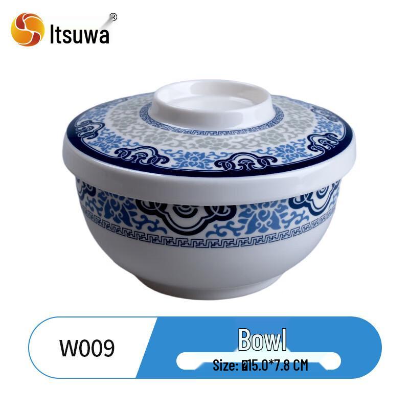 Wuhe Blue Floral Melamine Covered Bowl
