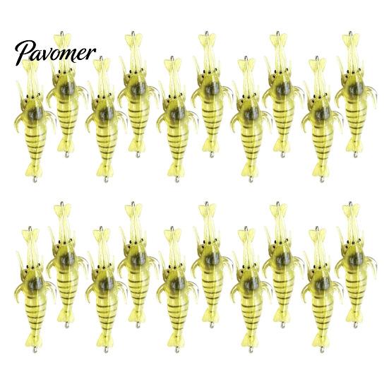 Saltwater Fishing Lure 5/10/20/40Pcs 4CM/1.3G Bionic Shrimp Soft Lure, Glow-in-the-dark Bass Lures Bait with Hook, Freshwater Swimbait Realistic