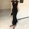 New Chinese-style Improved Cheongsam Dress for Women's Summer New High-end Temperament Slim-fitting Sexy Hip-wrapped Dress