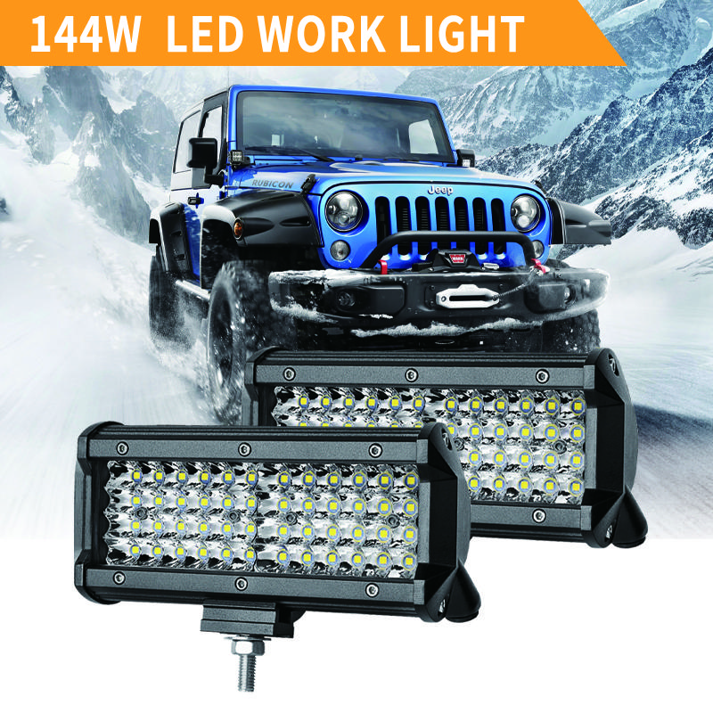 Automotive LED Work Lights 144W Four-row Highlight Maintenance Lights Herdsman Off-road Vehicle Spotlights Front Bumper Lights M