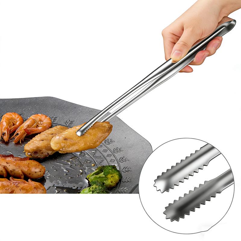Korean & Japanese Style 304 Stainless Steel Chopstick & Steak Tongs with Teeth
