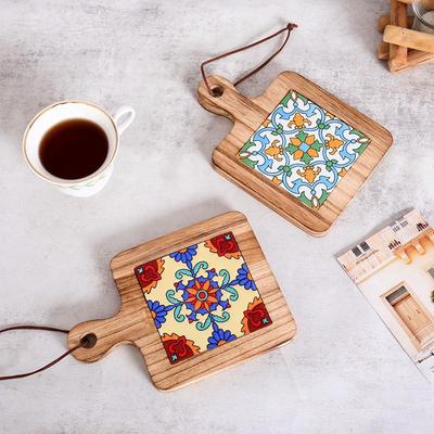 Creative Floral Tile Heat-Resistant Non-Slip Table Mat & Coaster for Soup Pot, Casserole, Afternoon Tea, or Coffee Cup