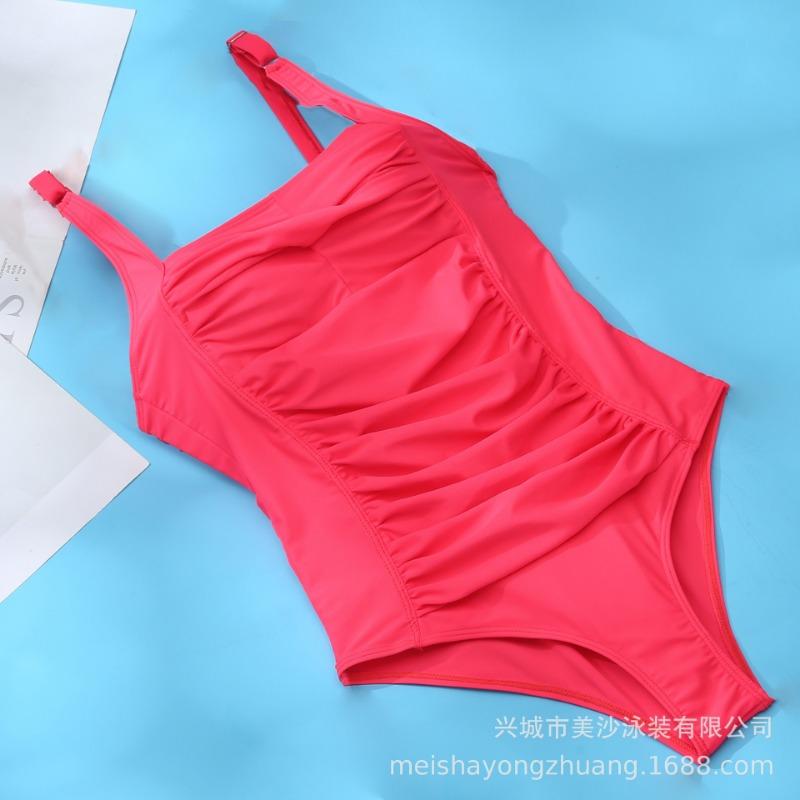 Damen Blau Einteiler Badeanzug Raffung Bauchkontrolle Breiter Träger Badehose