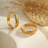 GEMCHIC Women's Geometric Woven Hoop Earrings, Gold Plated Stainless Steel Huggie Earrings for Women
