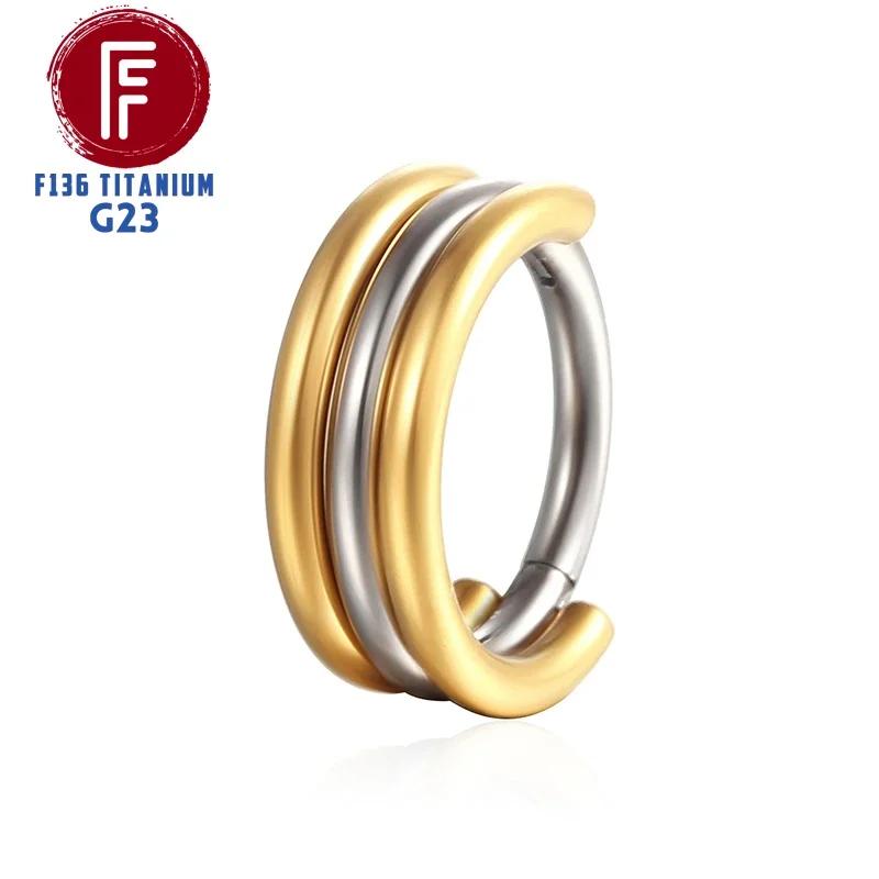 G23 Titanium Daith Cartilage Earrings 16G Helix Nose Septum Piercing Conch Hinged Clicker Body Jewelry Ear Ring Zircon