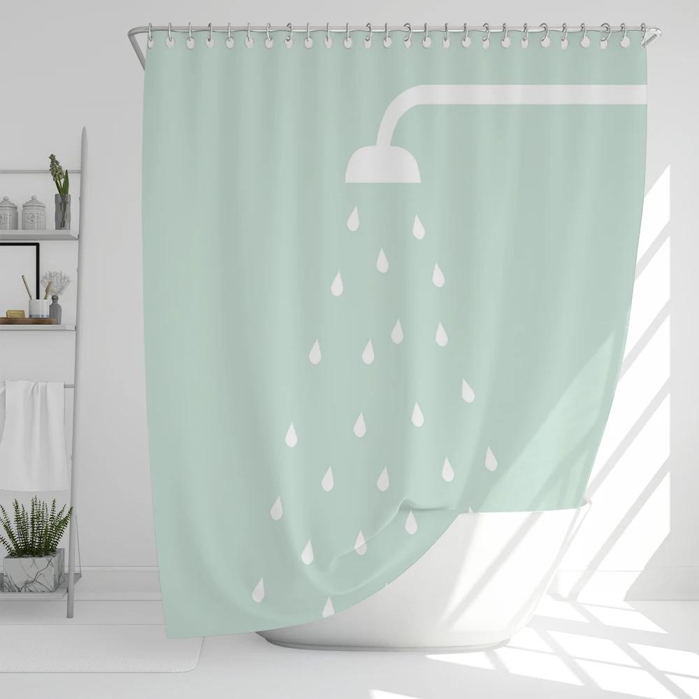 Bathroom Nordic Wind Geometry Shower Curtain Shower Head Abstract Minimalist Art Polyester Fabric Shower Curtain with Hooks