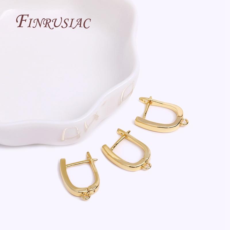 18K Real Gold Plated Brass Metal Popular DIY Earring Hook Clasps Handmade Earrings Making Accessories Findings Wholesale