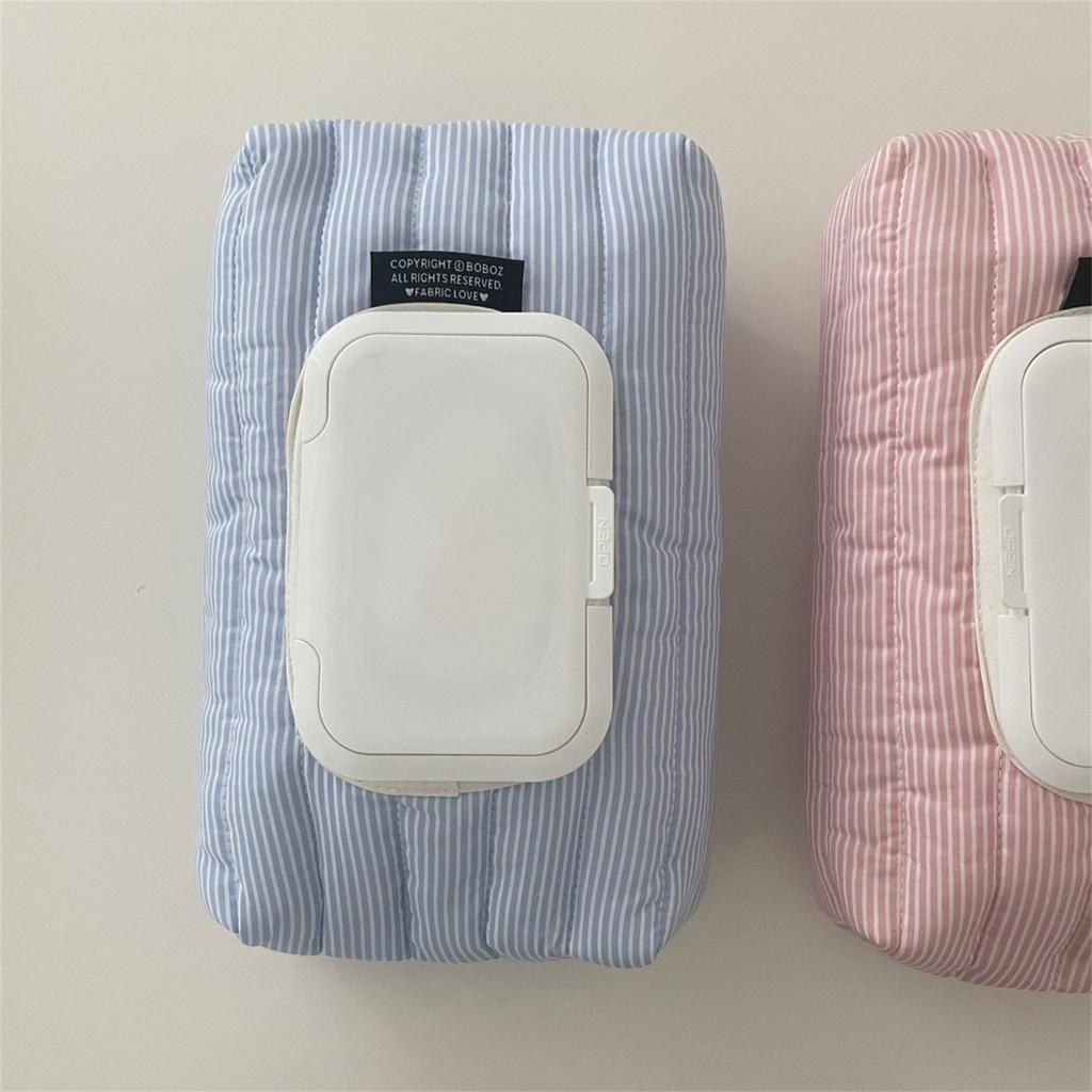 Gestepptes Streifenstoff Feuchttuch-Etui Strapazierfähiger Polyester Auto-Organizer mit Klappdeckel zur Aufbewahrung von Feuchttüchern