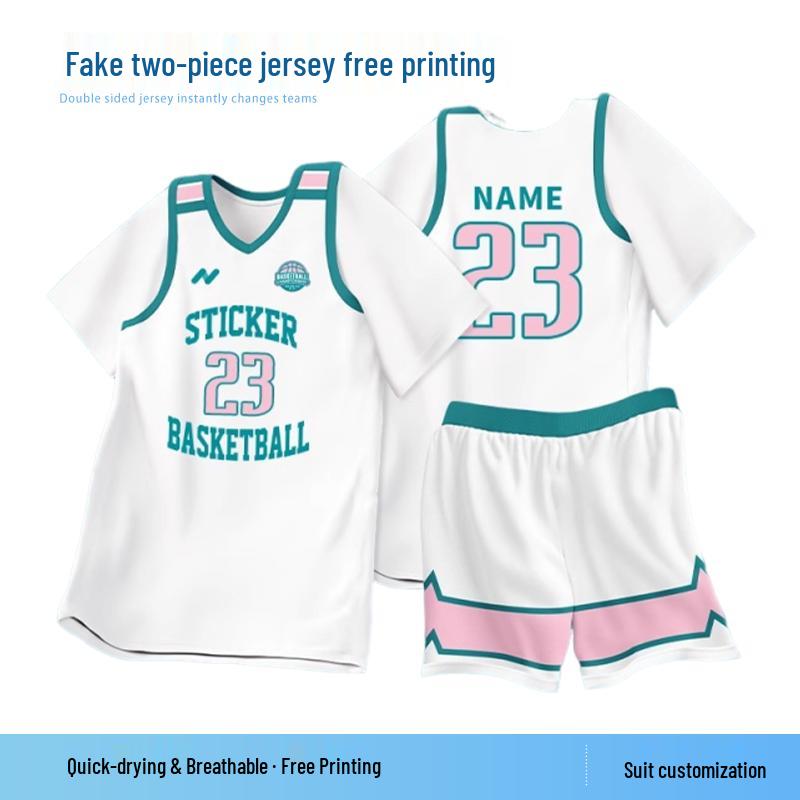 Unisex basketbalový dresový set s falešným dvoudílným designem