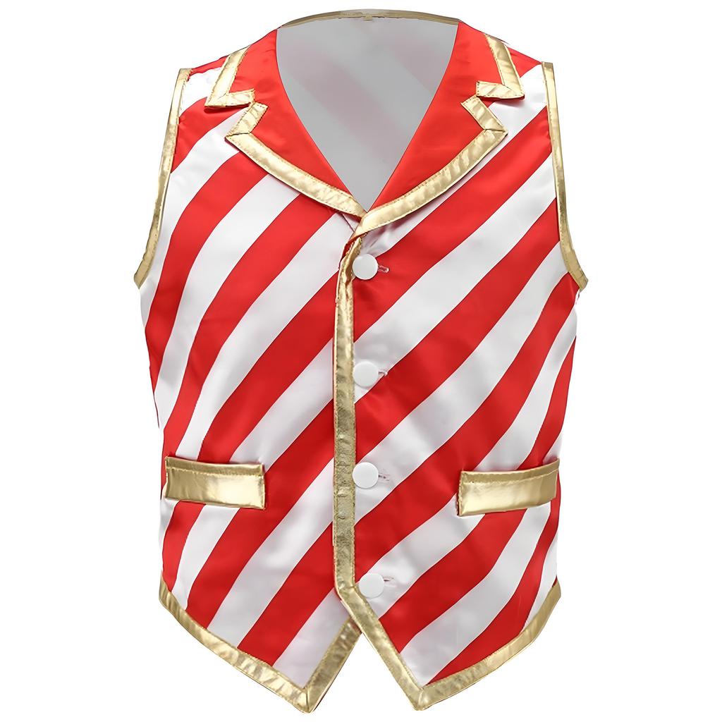 Children's Xmas Costume Vest Candy Cane Striped Sleeveless for Christmas Theme Party