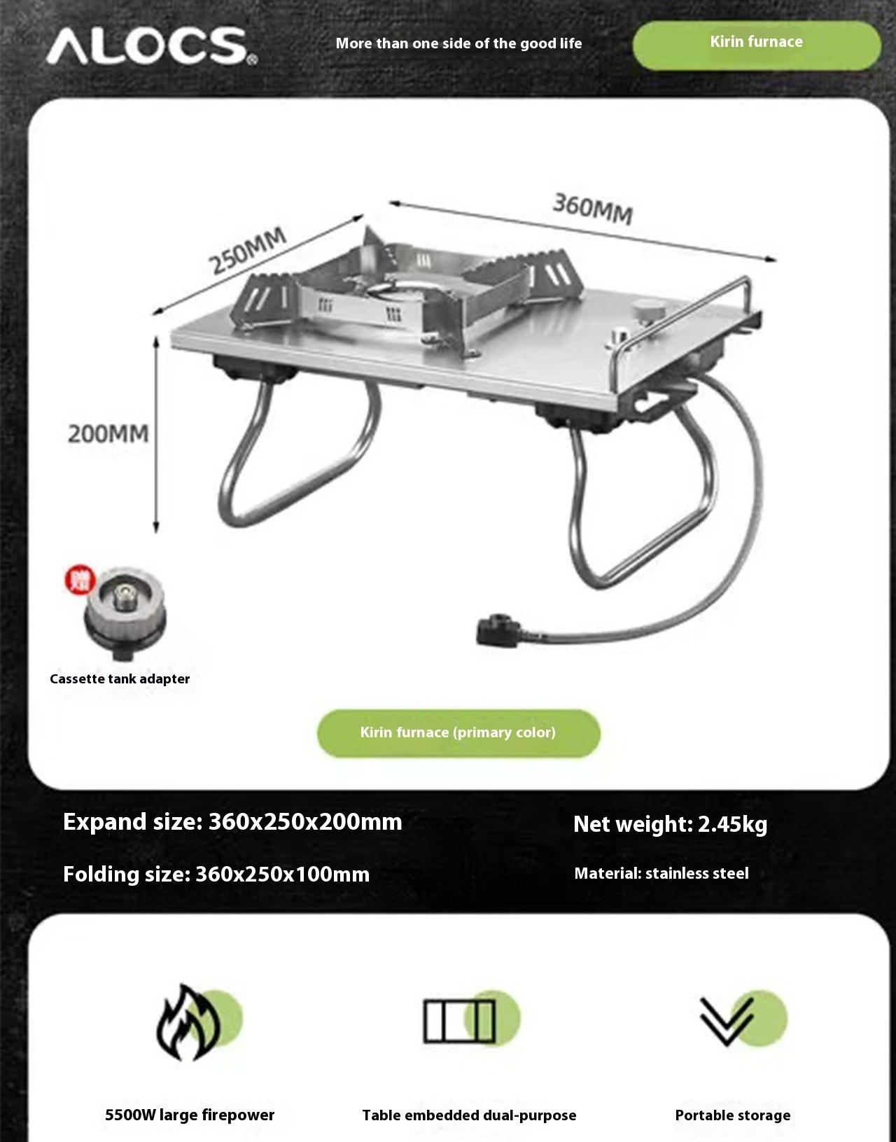

ALOCS Портативная газовая плита мощностью 5500 Вт - сертифицированная CE ветрозащитная складная ножная лямка в упаковке для кемпинга/автодома (18 750 БТЕ) 36*25*20cm белый