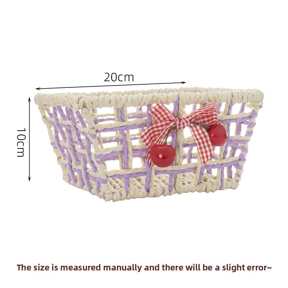Style Handmade Paper Rope Woven Storage Basket For Jewelry And Snacks Organizer
