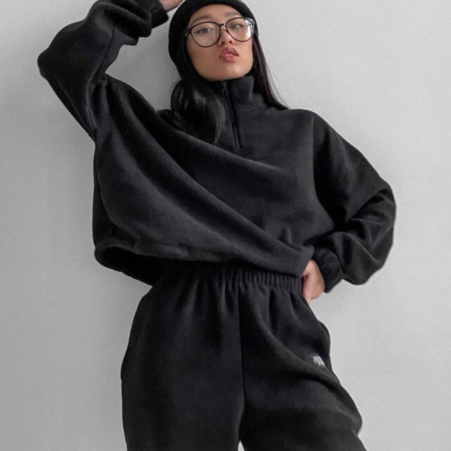 Frühlingsverkauf Neue Damenmode Lässig Locker Reißverschluss Kapuzenpullover Set 2 Teile