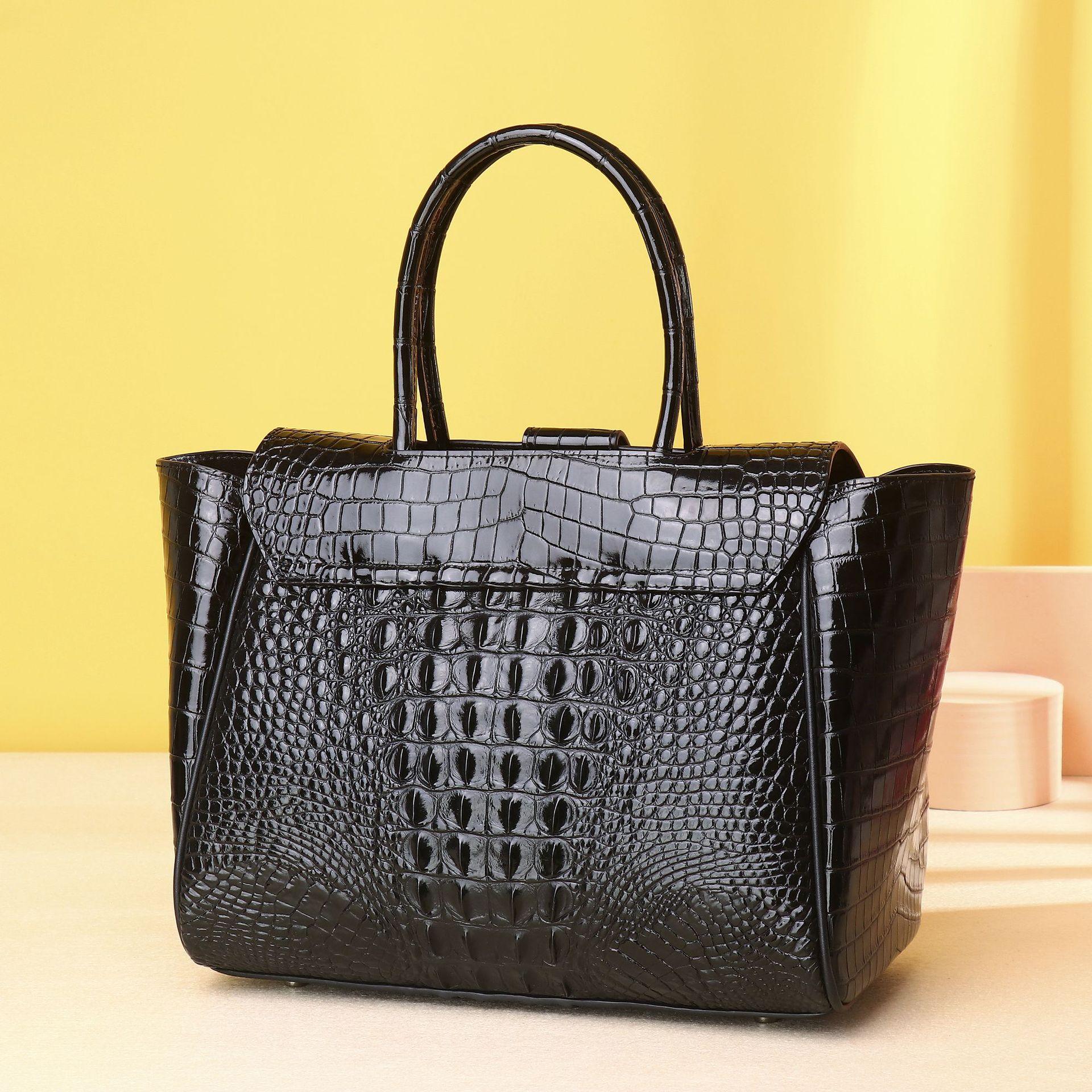 

Женская сумка с узором крокодиловой кости, женская сумка большой вместимости, классическая высококлассная сумка через плечо на одном плече, большая сумка чёрный