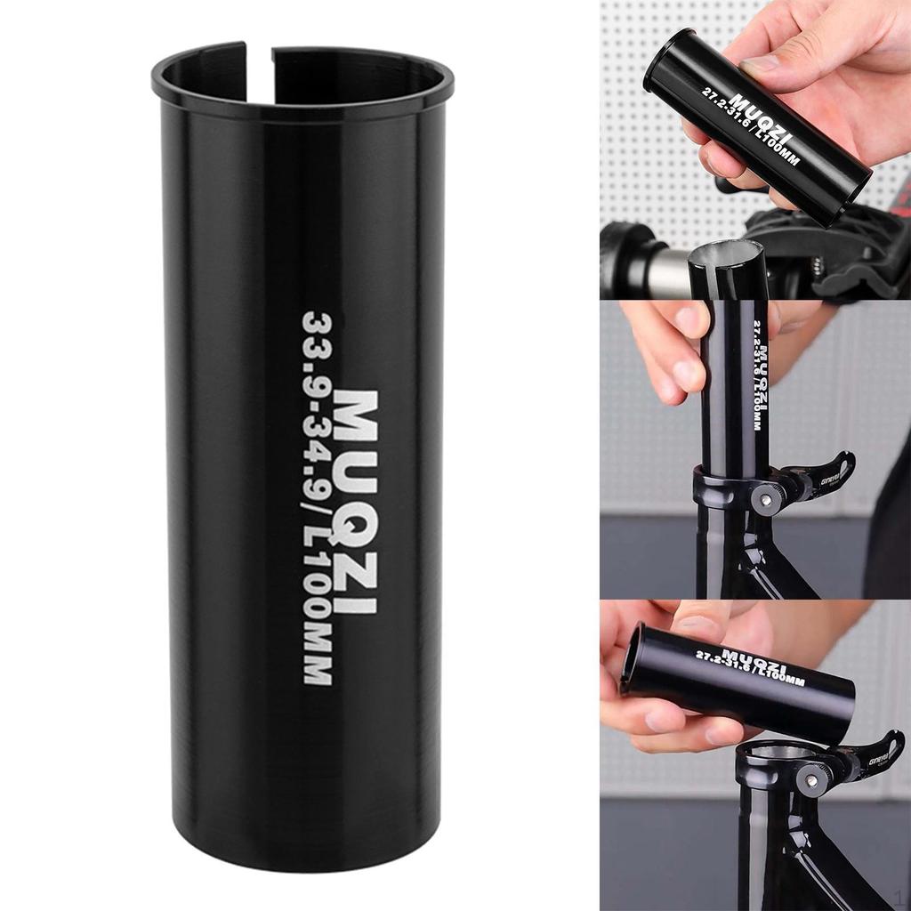 Bike Seat Post Shim Reducing Sleeve Extended 100mm Long Conversion Converter for Mountain BMX