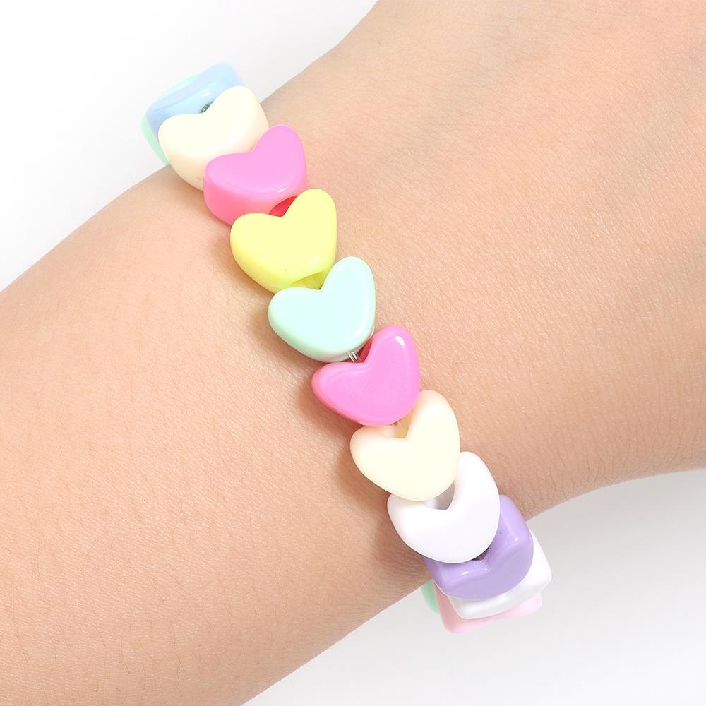 100pcs/lot 12x9mm Acrylic Heart Beads Colorful Large Hole Loose Beads For DIY Handmade Bracelet Earrings Jewelry Making Supplies
