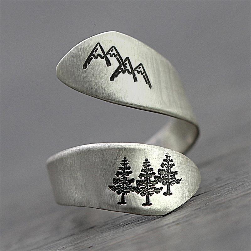Vintage Open Hand Ring Bohemian Rhapsody Leading Actor Same Style Rings Adjustable Engraving Tree Leaf Rock Roll Jewelry 30M821