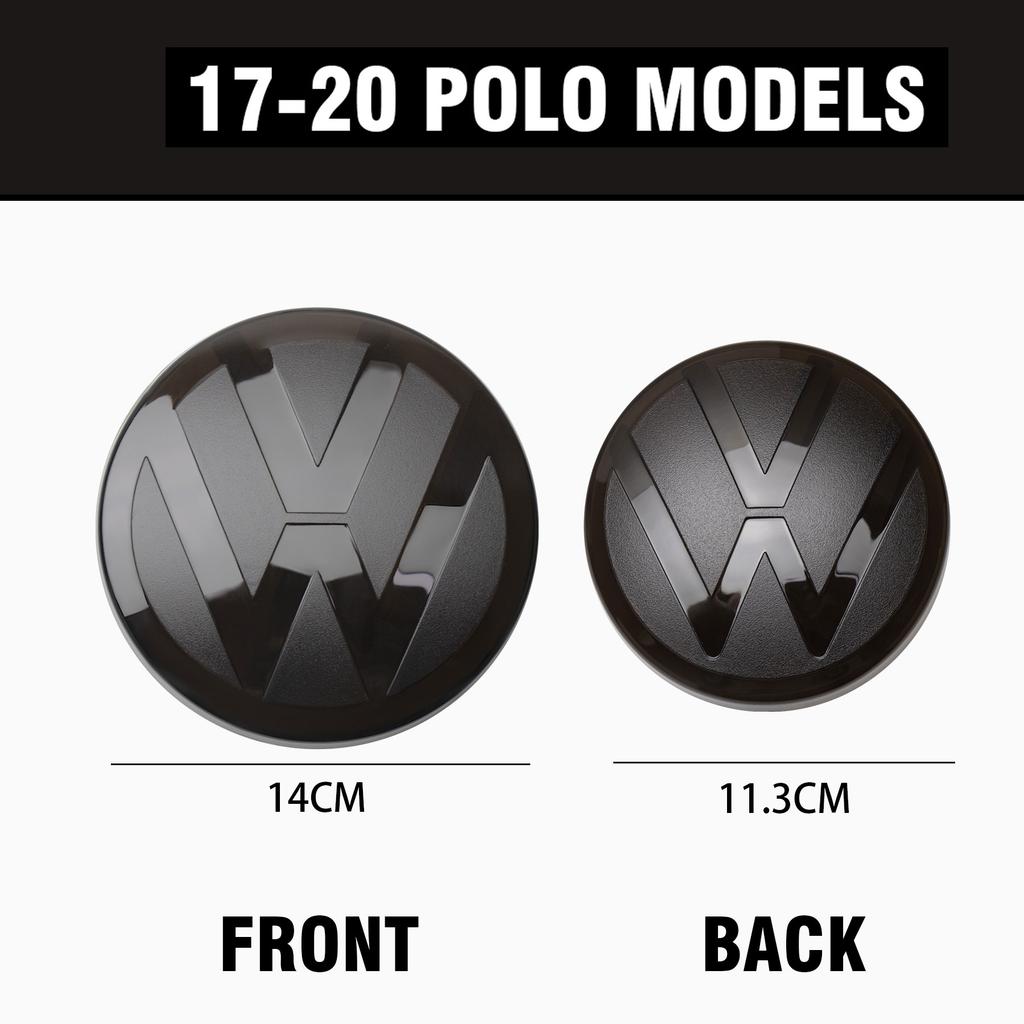 1set Car Front Grill Badges Rear Trunk Emblem Lid Covers Logo Sticker Black White Center Cover For VW POLO 13-16 17-20 21-23 Ph6
