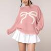 Women's Bow  Sweater Autumn And Winter Lazy Style Loose Warm And Comfortable Pullover Cardigan