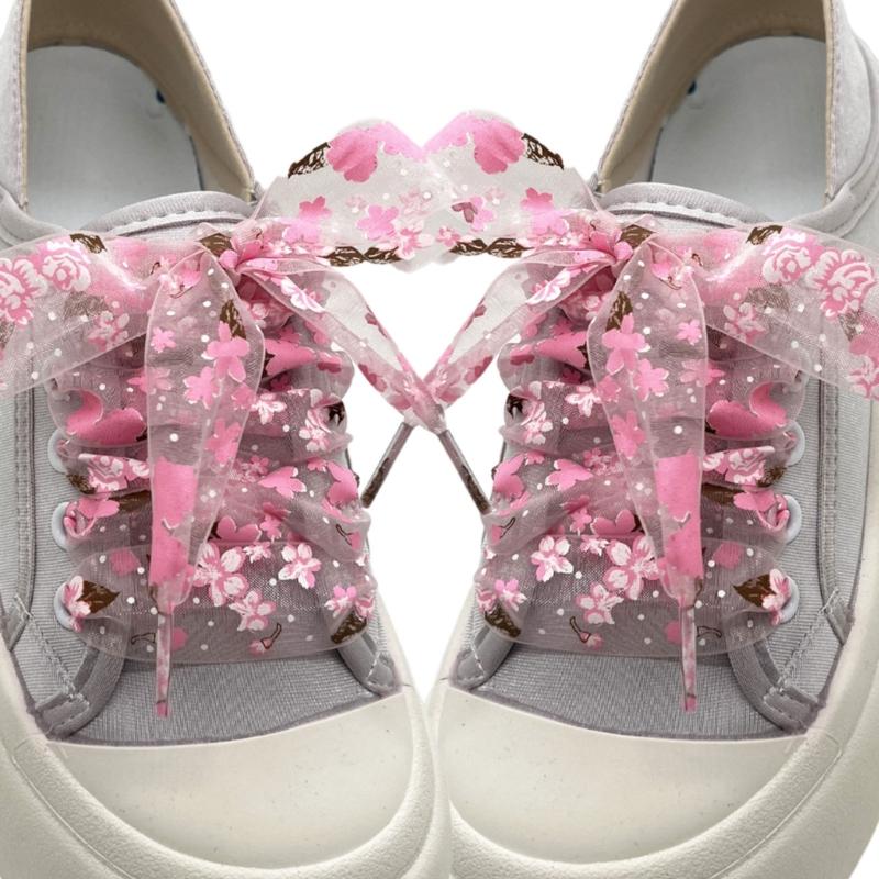 Organza Printed Transparent Shoe Laces For Sneakers Casual Shoes Universal Fit Breathable Lightweight Design