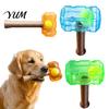 Indestructible Dog Toys 2Pcs Squeaky Hammer with Tennis Ball Inside, Interactive Fetch Toys, Safe Pet Equipment Rubber Chew Toy for Medium Large Dogs