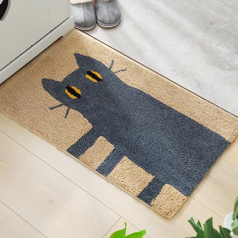 Cartoon Jacquard Non-Slip Floor Mat - Absorbent Foot Pad for Entrance, Bathroom, Bedroom, or Kitchen
