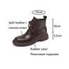 Fashion NEW Autumn Women Boots Split Leather Shoes for Women Round Toe Chunky Heel Shoes Black Lace-up Ankle Boots Casual Chelsea Boots