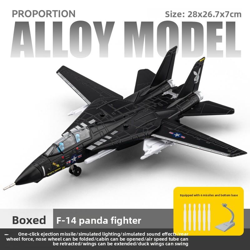1:72 Scale F-14 Tomcat Fighter Jet Model - White & Black ABS Plastic Aircraft With Detailed Design, 10.24inch Length