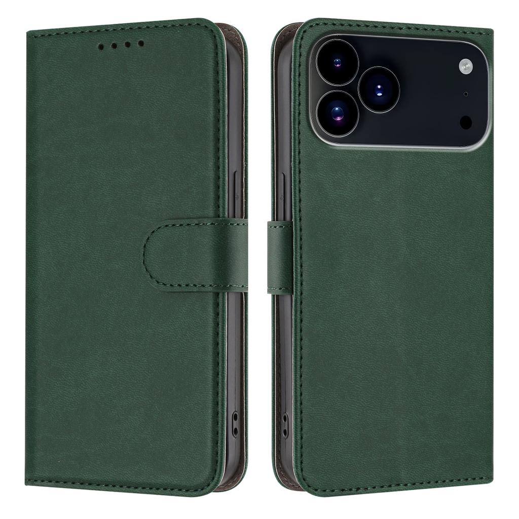 For iPhone 17 Pro Leather Case Solid Color Phone Cover with Wallet