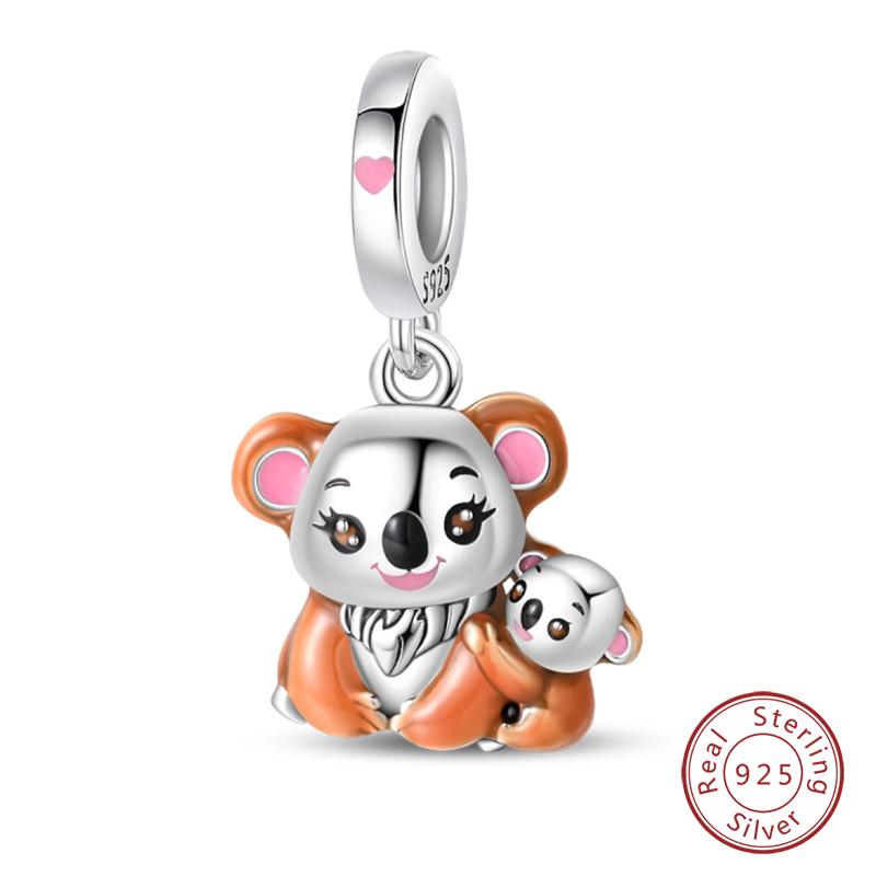 100% Copper Cute Little Bear Butterfly Flamingo Charms Beads Rose Princess Pendants Fit Diy Bracelets Jewelry Gifts