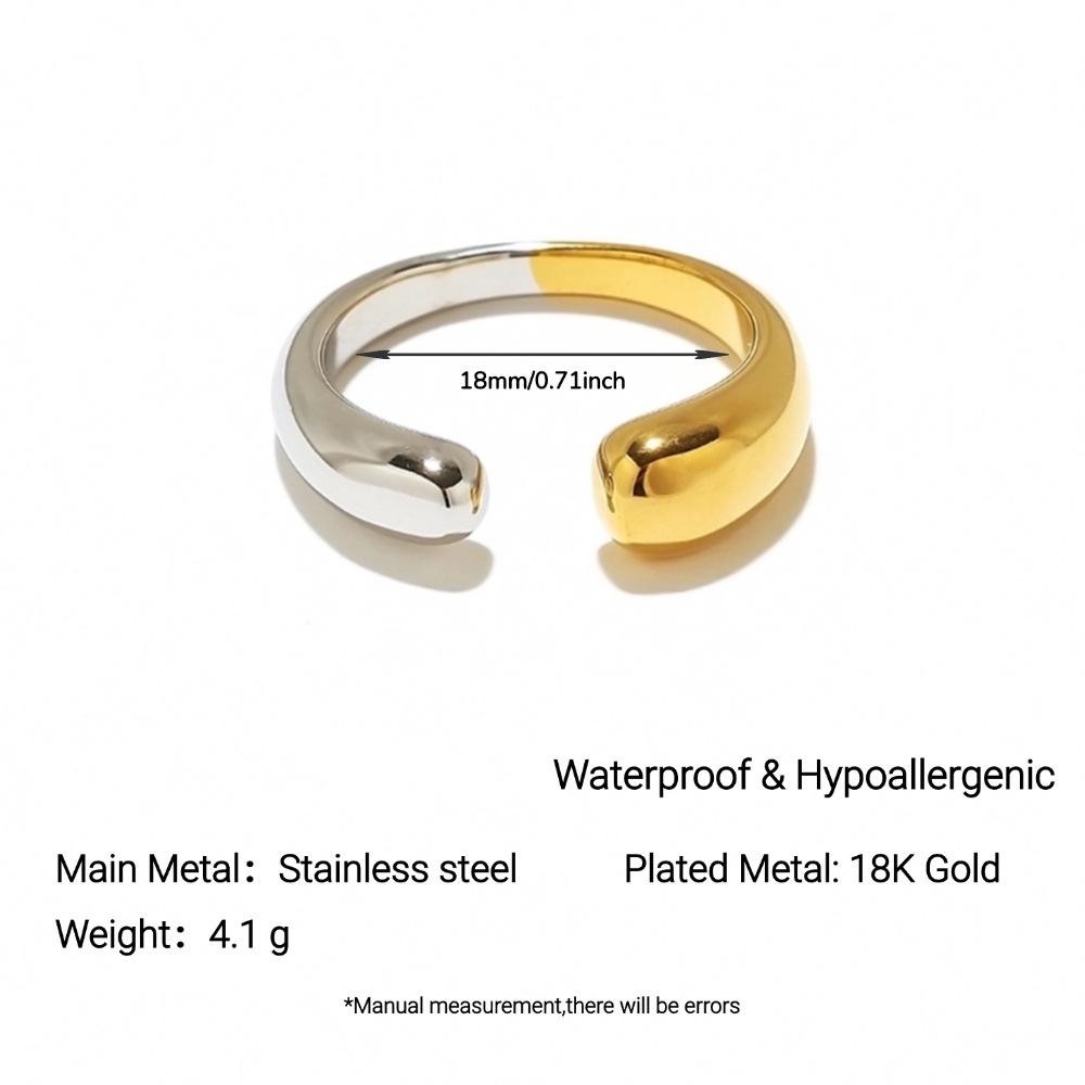 Yingtai Round Geometric Stainless Steel Titanium Ring, 18k Gold-Plated - Trendy Niche Women's Jewelry