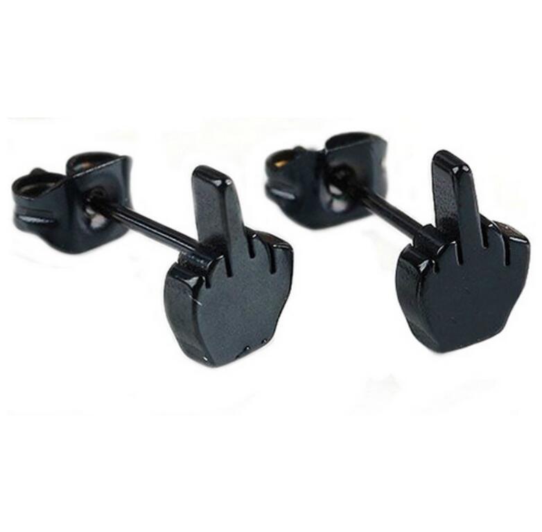 Punk Cool Stainless Steel Ear Jewelry Studs Earring Women Man Cute Small Finger Hand Studs Earrings