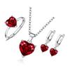 3Pcs Romantic Heart Cubic Zirconia Jewelry Combo Set Necklace Earrings Ring Perfect For Daily Or Formal Occasions