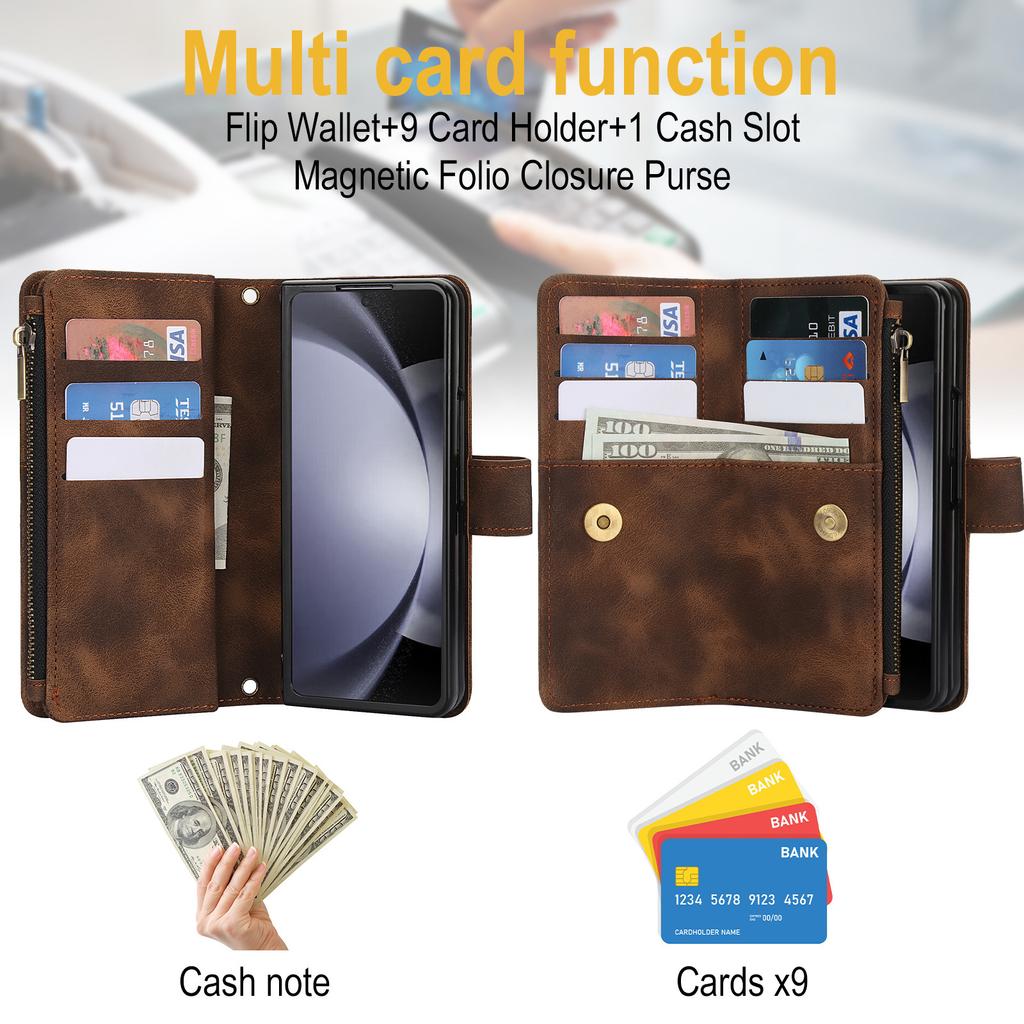 Applicable to Samsung Galaxy Z Fold 6Dreamy Texture Nine-Card Wallet Fold5Card slot flip leather case