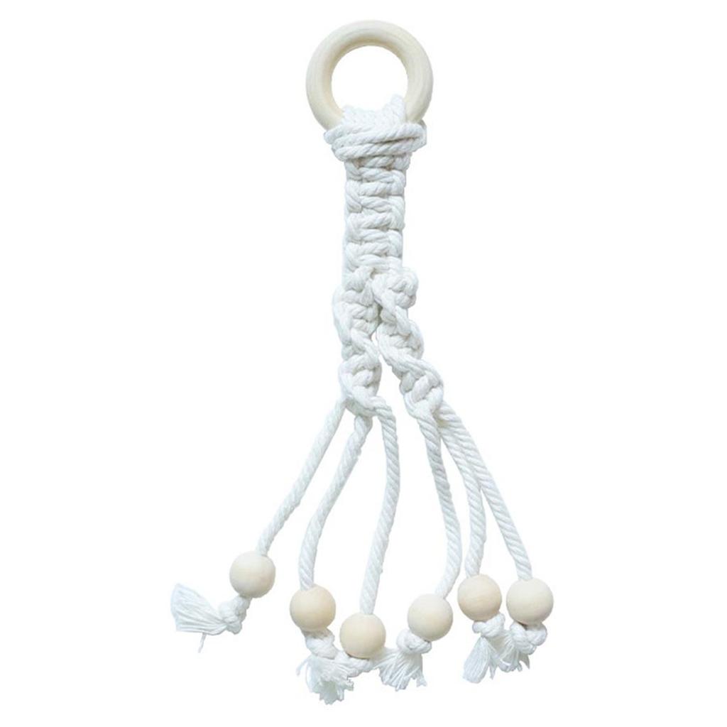 Cotton Rope Hanging Banana Hanger With Wooden Bead, Under Cabinet Banana Macrame Holder For Home Kitchen