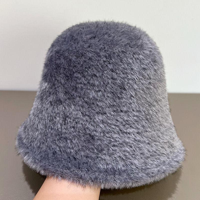 Plush Fisherman's Hat Children Autumn and Winter Warm Knitted Bucket Hat Fashion Windproof Basin Hat