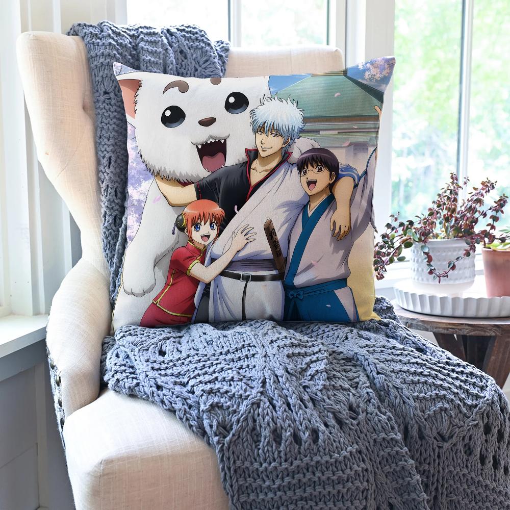 1pc Gintama Animation Pillow Case Square Pillow Bedroom Sofa Leisure Comfort Cushion Car Living Room Home Decoration 40X40