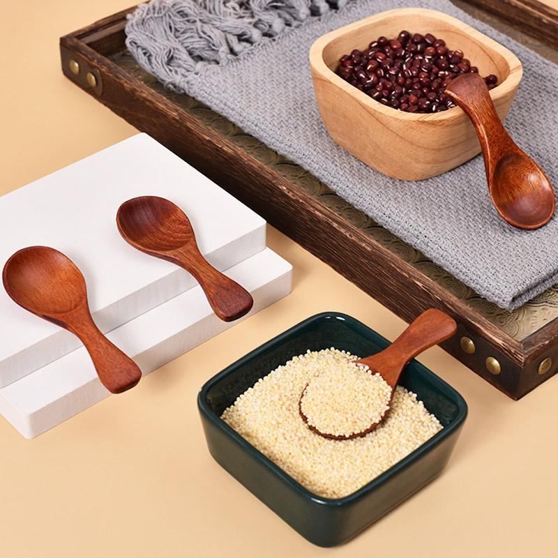 Mini Wood Teaspoons Seasoning Scoop Honey Coffee Spices Teaspoon Short Handle Spoon Cooking Household Kitchen Gadgets Tableware