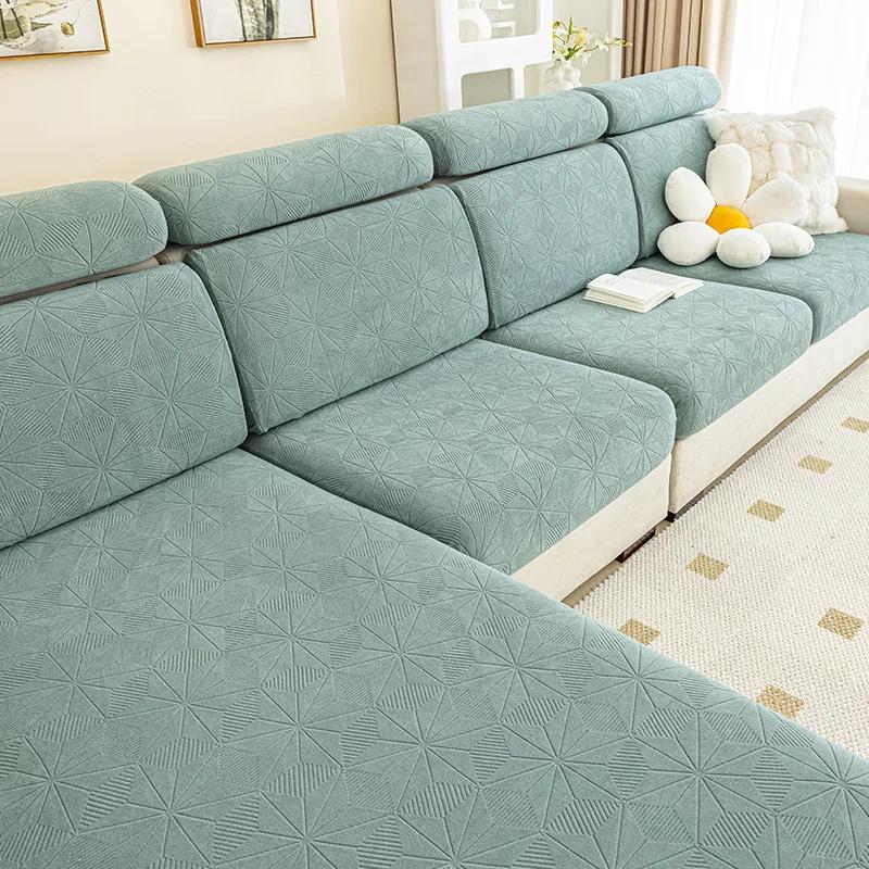 Plush Elastic Fabric Sofa Cover Universal Jacquard Living Room Sofa Cushion Cover Cloth Anti Cat Scratch Non-Slip Full Package