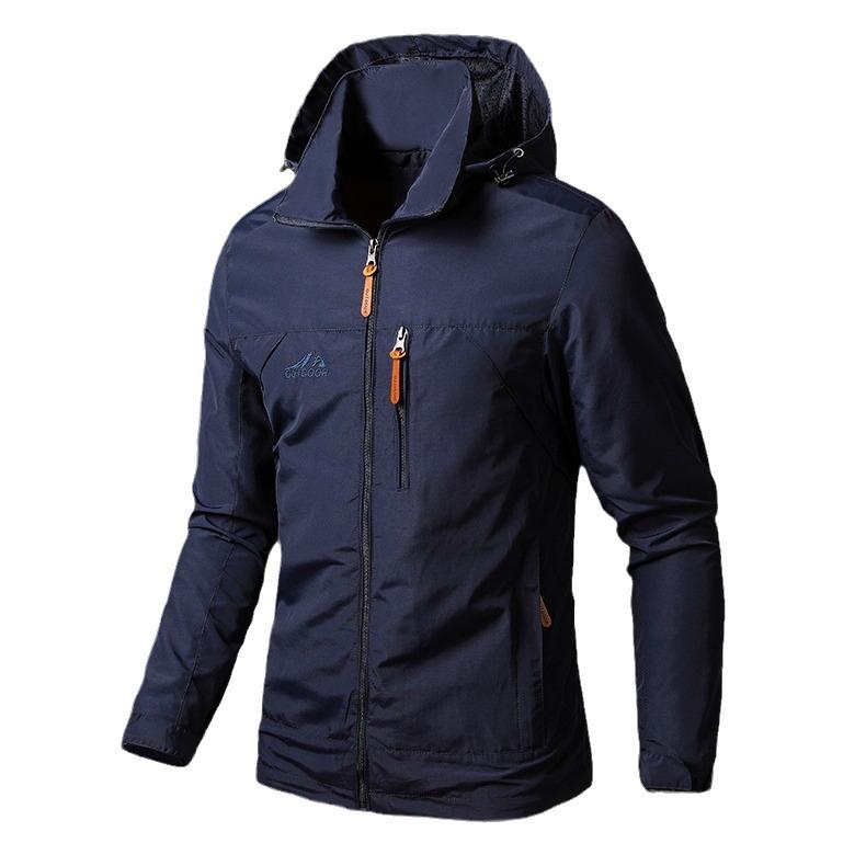 Spring and Autumn Thin Jacket Chest Breathable Port Can Be Removed Hooded Young and Middle-aged Large Size Breathable Men's Jacket