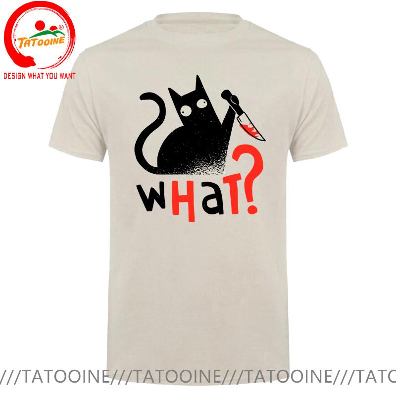 Novelty Murder Cat Bloody Knife What T Shirt Unisex Funny Humor Black Cats Tshirt Boys Fashion Casual Tee Shirt Summer Clothing
