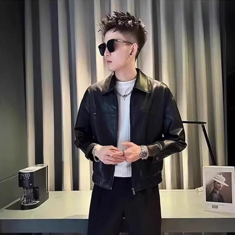 Men's Trendy Short Leather Jacket - Cool Street Style Fashion for Spring & Autumn 2025