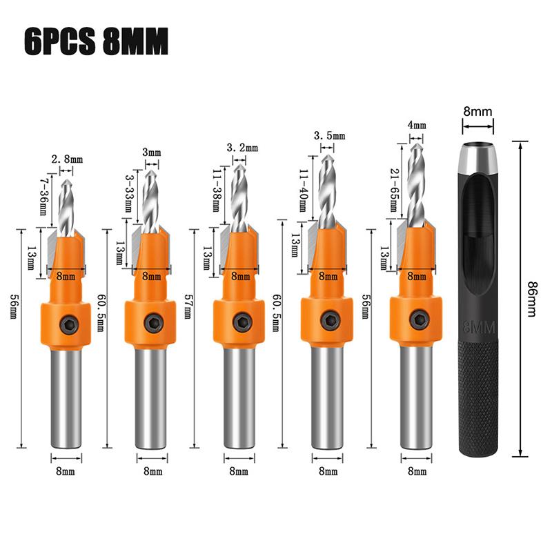 1Set Carbon Steel Woodworking Countersink Router Bit Screw Extractor Remon Demolition For Wood Milling Cutter