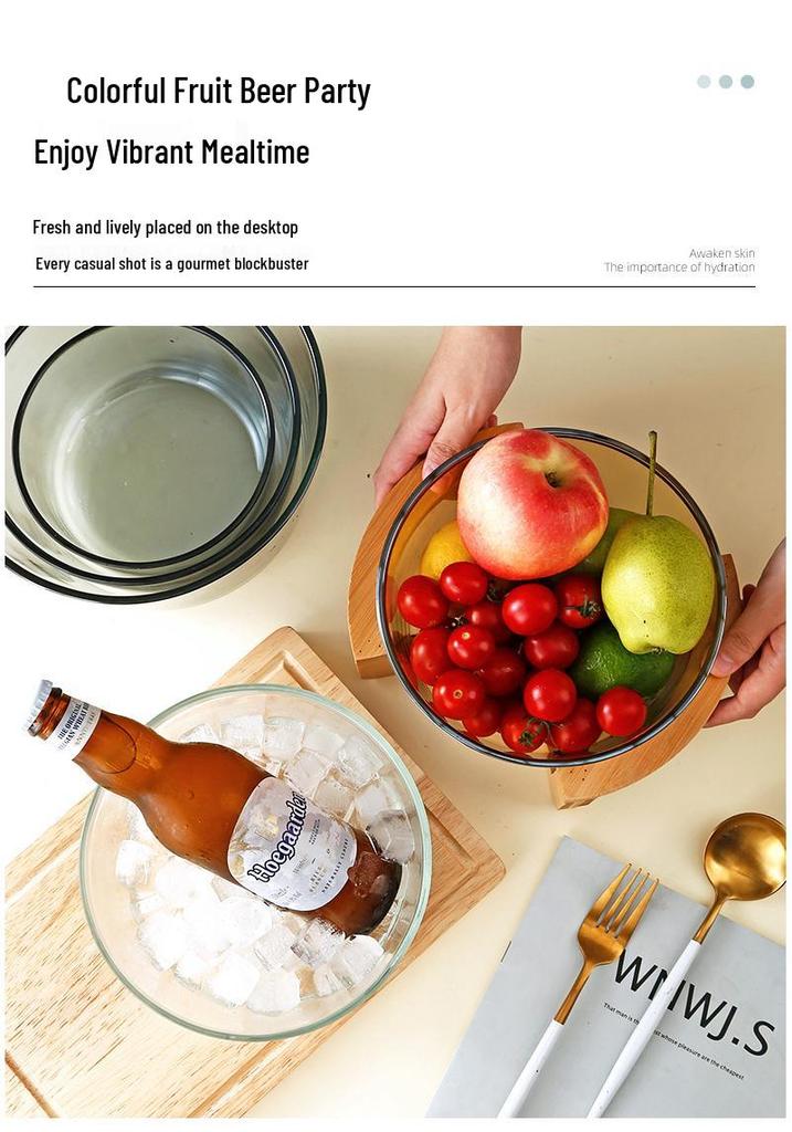 Nordic Heat-Resistant Glass Bowl - Creative Round Salad & Fruit Serving Dish