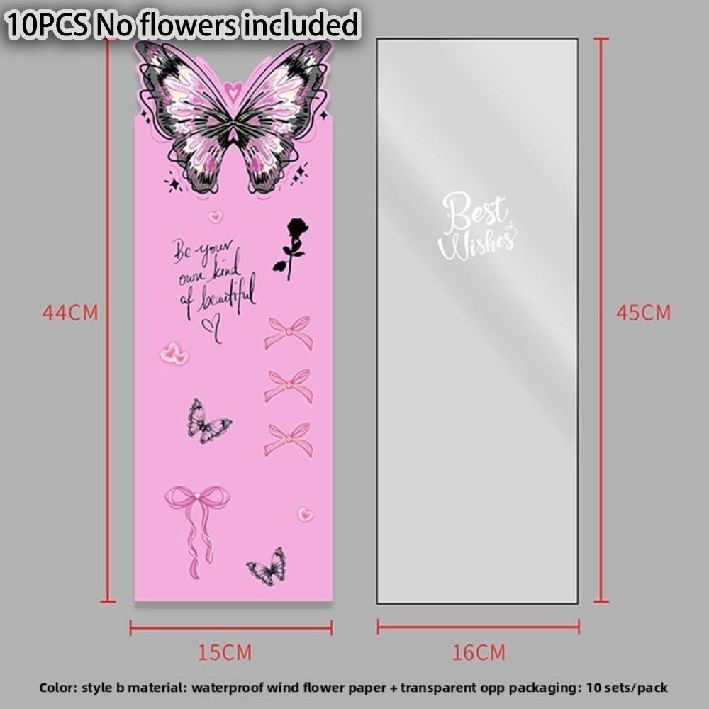 10pcs Butterfly Flower Packaging Bag Waterproof Transparent Flower Wrapping Packa DIY Floral Material Packaging