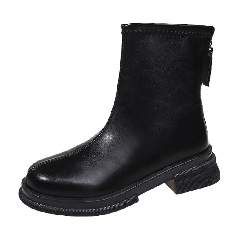 British Thick Heel Martin Boots Autumn and Winter New Non-slip Foot Small Temperament Locomotive Velvet Short Boots