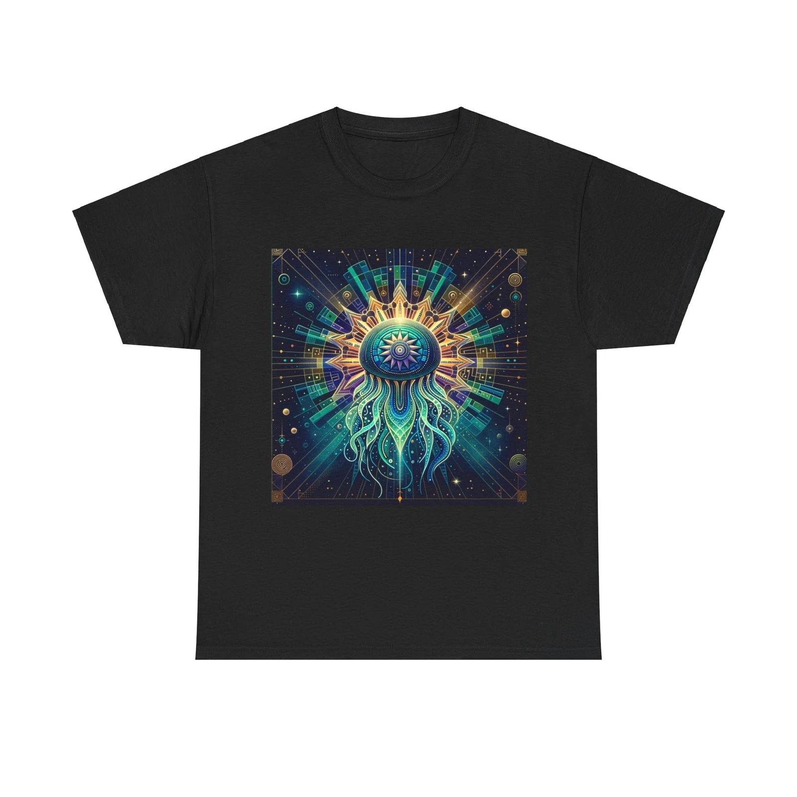Unisex Adult T Shirt Cosmic Jellyfish Sunburst Art Deco Vintage Style Retro Tee M