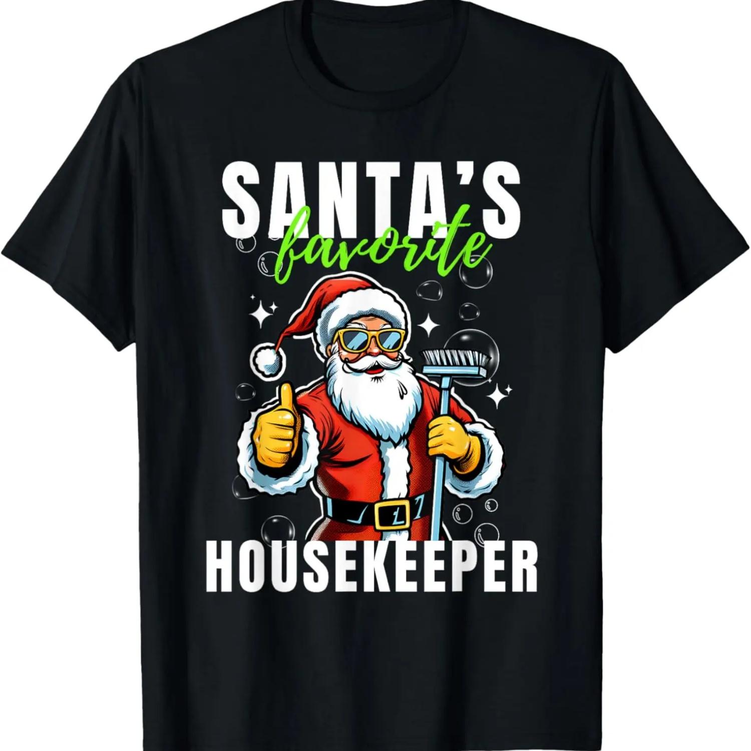 Cleaning Staff Christmas, Santa Clause Favorite Housekeeper T-Shirt S